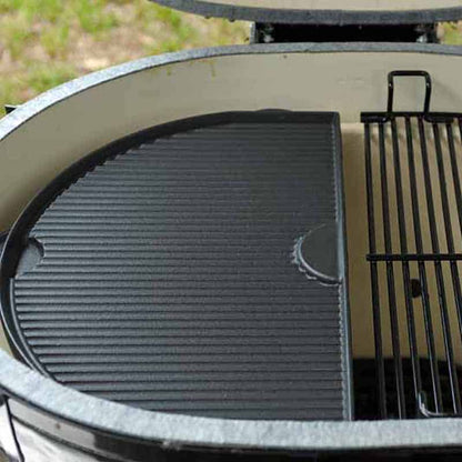 Primo Ceramic Grills Half-Moon Cast Iron Griddle, Compatible w/ Junior Charcoal Grill - PG00362