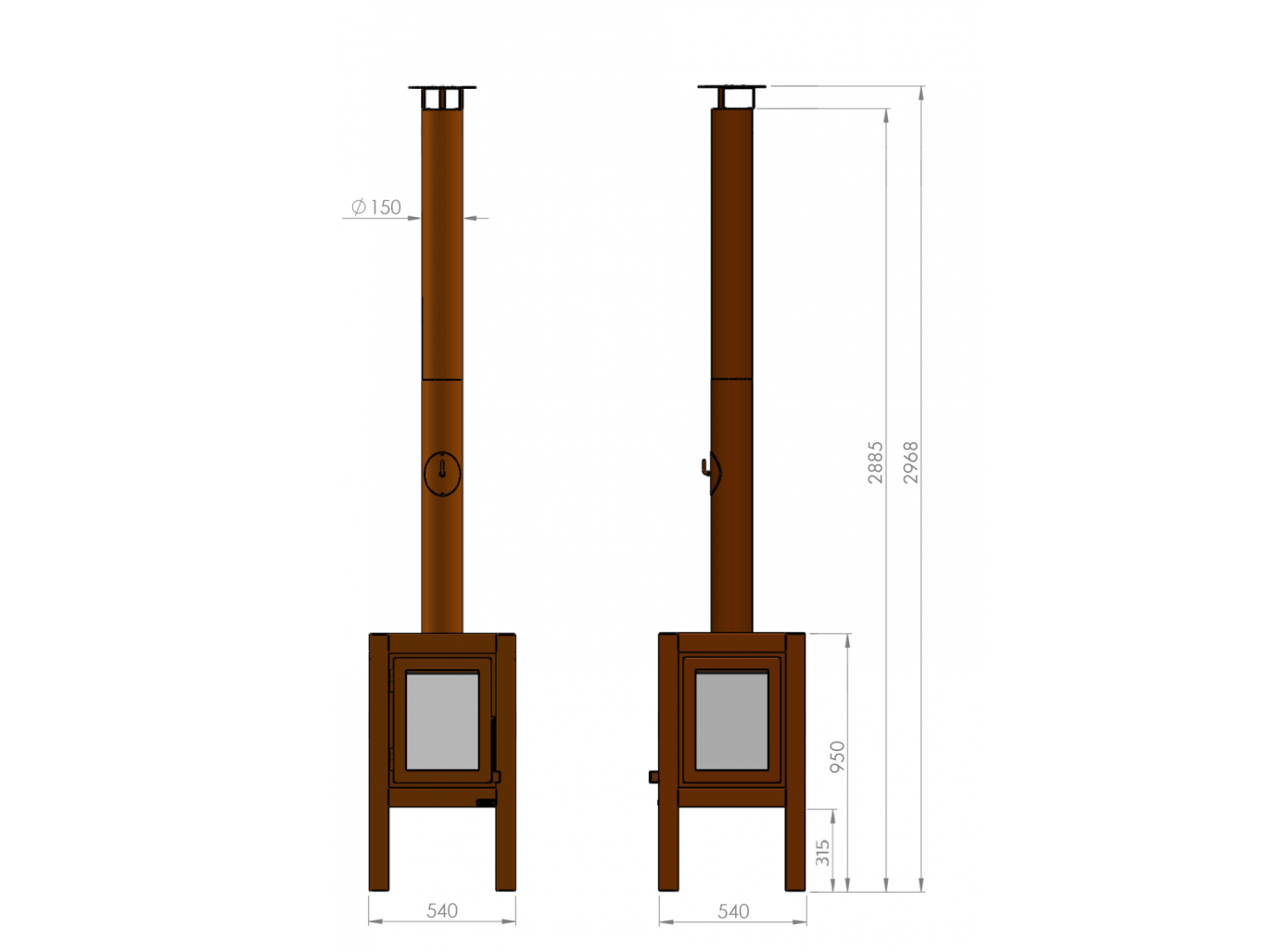 RB73 Quaruba XL 3-Sided Glass Fireplace