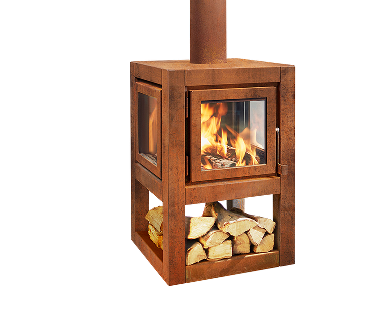 RB73 Quaruba L MOBILE 4-Sided Glass Fireplace