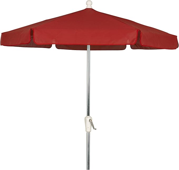 FiberBuilt Garden Umbrella with Crank Lift, 7.5 Foot Beige Canopy and Bright Aluminum Pole - 7GCRA-Beige