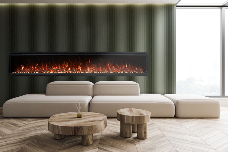 Modern Flames Spectrum Slimline 60 Allwood Media Wall Fireplace System – Weathered Walnut Finish – AFWS-MAIN-WW