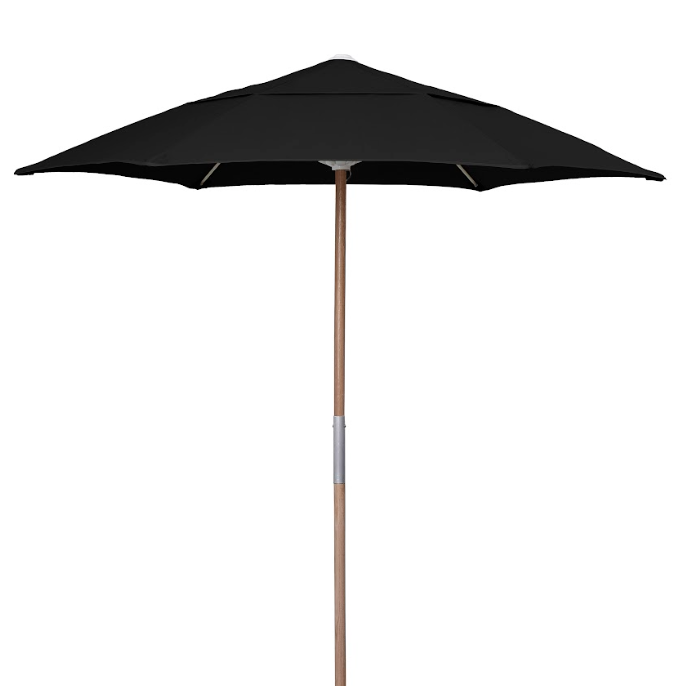 FiberBuilt 7.5 Foot Push Up Beach Umbrella with Forest Green Market Style Canopy and Natural Oak Pole - 7BPU-6R-WDA-SP-Forest Green