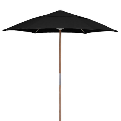 FiberBuilt 7.5 Foot Push Up Beach Umbrella with Forest Green Market Style Canopy and Natural Oak Pole - 7BPU-6R-WDA-SP-Forest Green