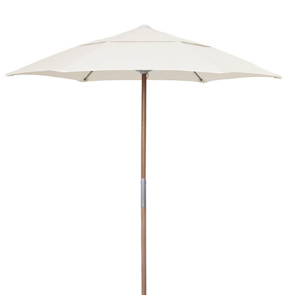 FiberBuilt 7.5 Foot Push Up Beach Umbrella with Forest Green Market Style Canopy and Natural Oak Pole - 7BPU-6R-WDA-SP-Forest Green