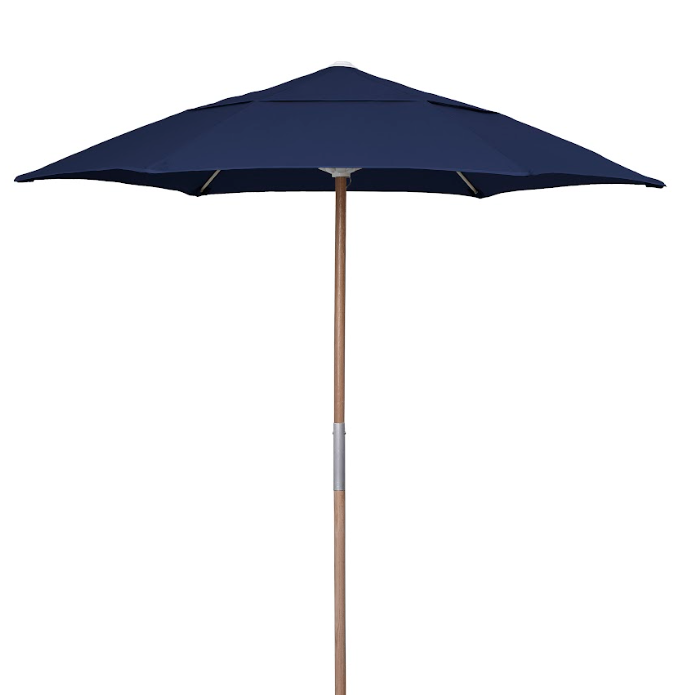 FiberBuilt 7.5 Foot Push Up Beach Umbrella with Forest Green Market Style Canopy and Natural Oak Pole - 7BPU-6R-WDA-SP-Forest Green