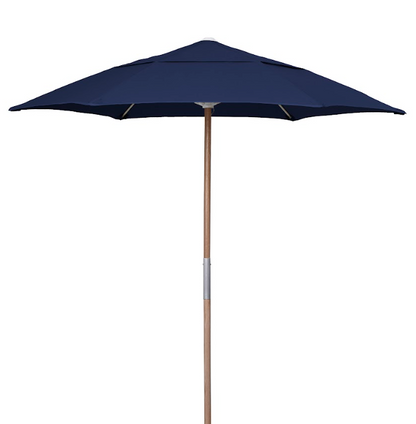 FiberBuilt 7.5 Foot Push Up Beach Umbrella with Forest Green Market Style Canopy and Natural Oak Pole - 7BPU-6R-WDA-SP-Forest Green