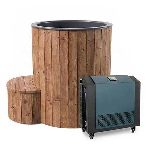 SaunaLife Model S1NC – 1-Person Immersion Tub with Natural Finish Chiller & Heater