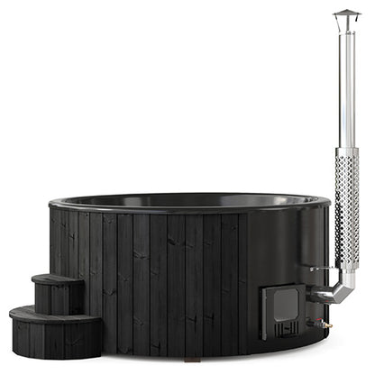 SaunaLife Model S6B SOAK-Series Wood-Burning Hot Tub, Black, 7 Persons