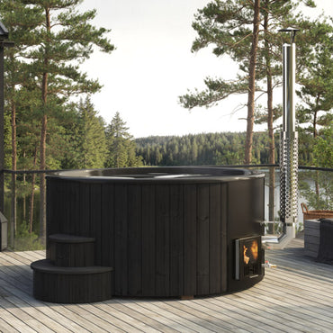 SaunaLife Model S6B SOAK-Series Wood-Burning Hot Tub, Black, 7 Persons