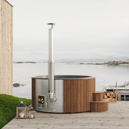 SaunaLife Model S6N SOAK-Series Wood-Burning Hot Tub, Natural, 7 Persons