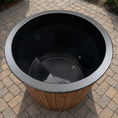 SaunaLife Model S1NC – 1-Person Immersion Tub with Natural Finish Chiller & Heater