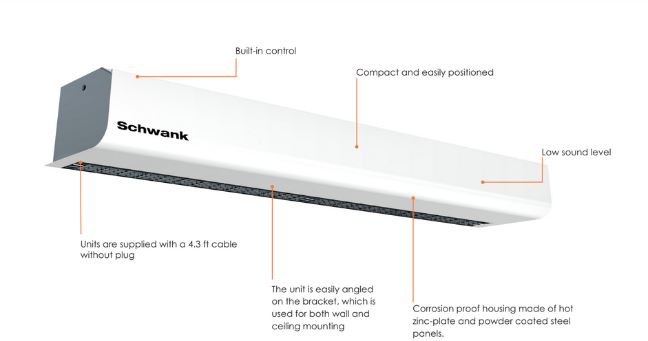 Schwank Air Curtain Swift5 Series 208V 32" White - AC-ME32-20-WH