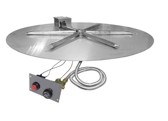 Firegear 34" Round Disc Thermocouple Piloted Safety Ignition Fire Pit w/31" Stainless Steel Burner - Natural Gas - FPB-34DBS31TPSI-N