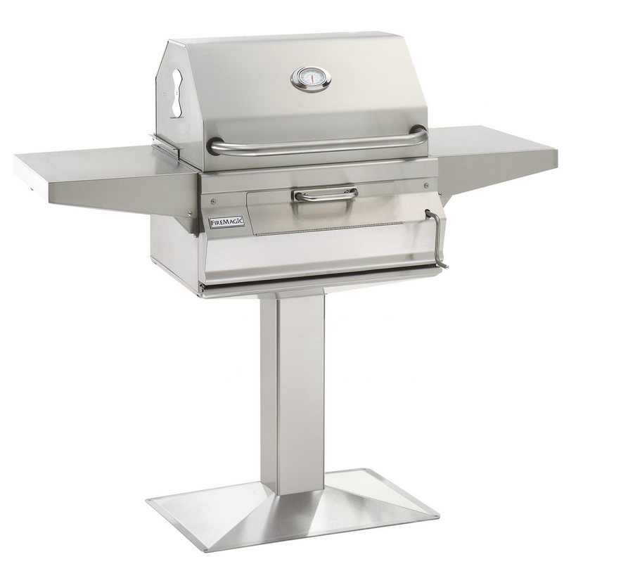 Fire Magic 24" Post Mount Stainless Steel Charcoal Grill - 22-SC01C-P6