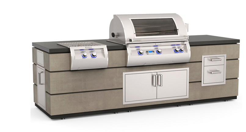Fire Magic Contemporary Pre-Fab Grill Island with Double Drawer Cut-out - ID790-WAD-115BA