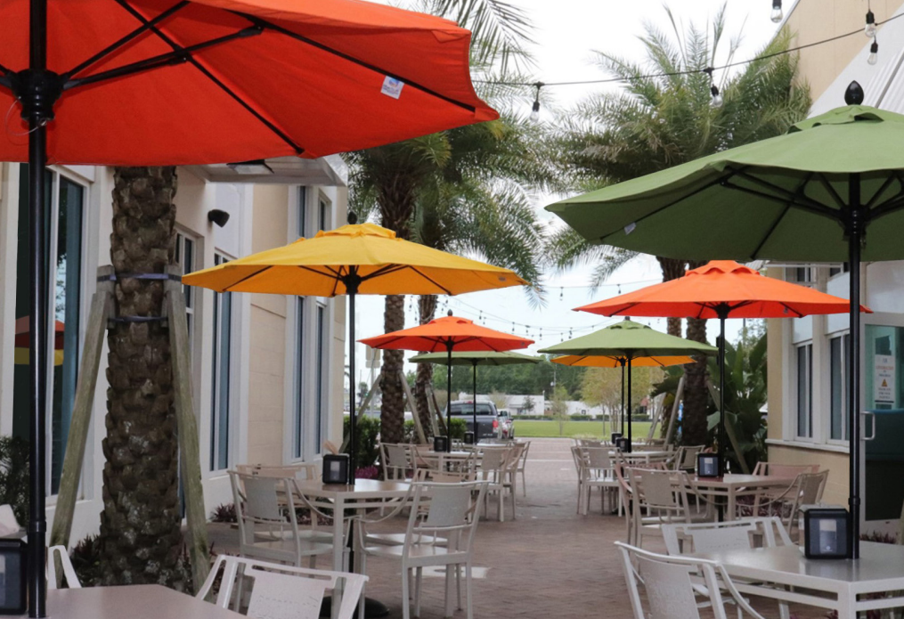 FiberBuilt Market Umbrella with Crank Lift, 7.5 Foot Black Marine Grade Canopy and White Pole - 7MCRW-8601