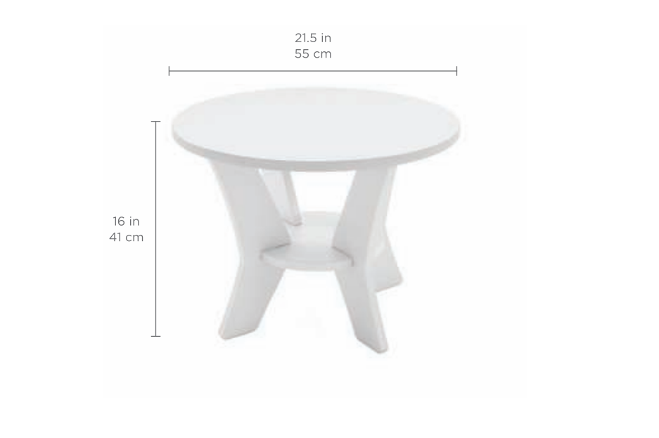 Ledge Lounger Mainstay Round Side Table (Available in 8 Resin Colors) - LL-MS-ST-RD-WH