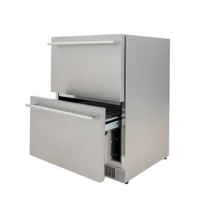 Blaze Grills 23.5-Inch 5.1 Cu. Ft. Outdoor Rated Stainless Steel Double Drawer Refrigerator - BLZ-SSRF-DBDR51