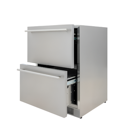 Blaze Grills 23.5-Inch 5.1 Cu. Ft. Outdoor Rated Stainless Steel Double Drawer Refrigerator - BLZ-SSRF-DBDR51