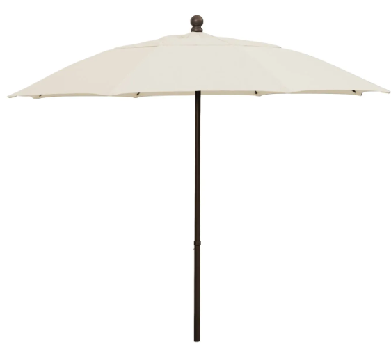 FiberBuilt Patio Umbrella with Push Up & Pin Lift, 7.5 Foot Natural Canopy and Black Pole - 7HPUK-Natural