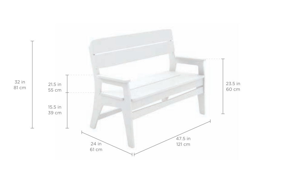 Ledge Lounger Mainstay Bench (Available in 8 Resin Colors) - LL-MS-BA-WH