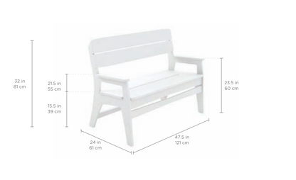 Ledge Lounger Mainstay Bench (Available in 8 Resin Colors) - LL-MS-BA-WH