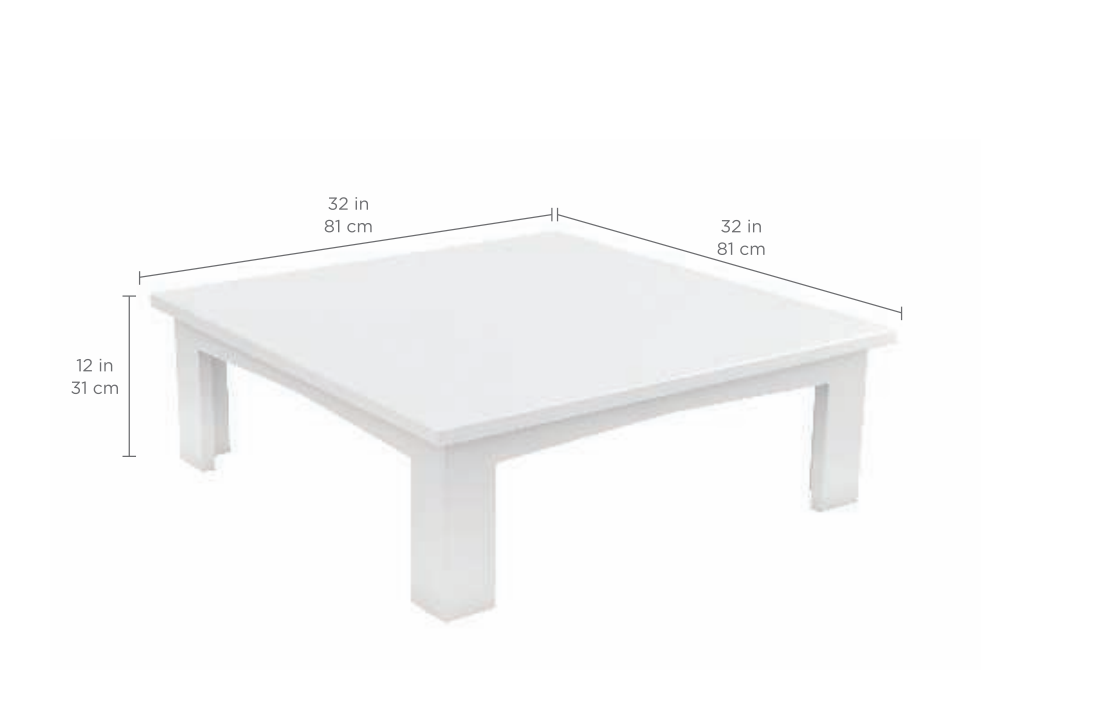 Ledge Lounger Mainstay Square Coffee Table (Available in 8 Resin Colors) - LL-MS-CT-SQ-WH