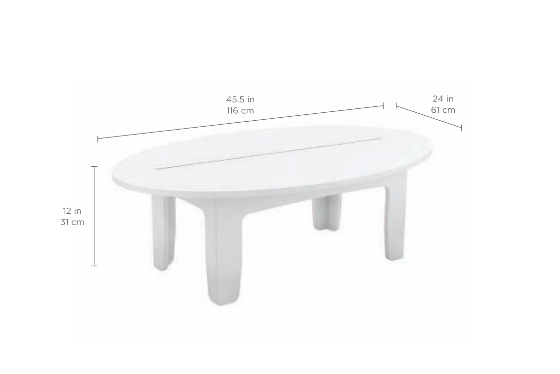 Ledge Lounger Mainstay Oval Coffee Table (Available in 8 Resin Colors) - LL-MS-CT-OV-WH