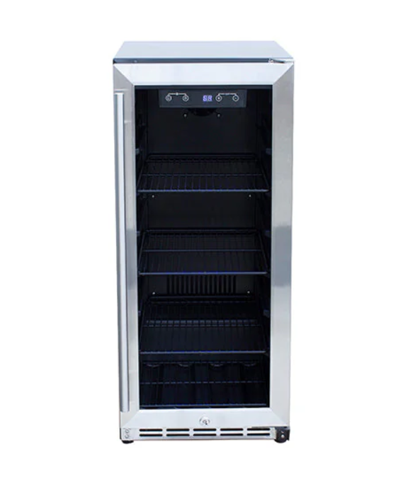 TrueFlame 15" 3.2 Cu. Outdoor Rated Fridge w/ Glass Door - AMD-RFR-15G