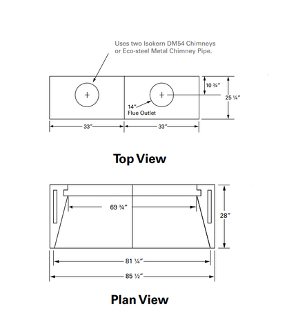 Isokern Magnum 72" Wood Burning Fireplace - 82072