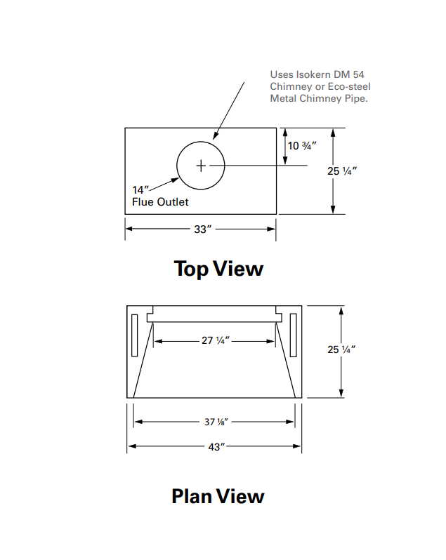 Isokern Standard 36" Wood Burning Fireplace - 80S36