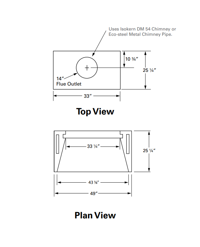 Isokern Standard 42" Wood Burning Fireplace - 80S42