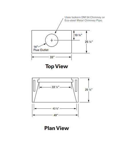 Isokern Standard 42" Wood Burning Fireplace - 80S42