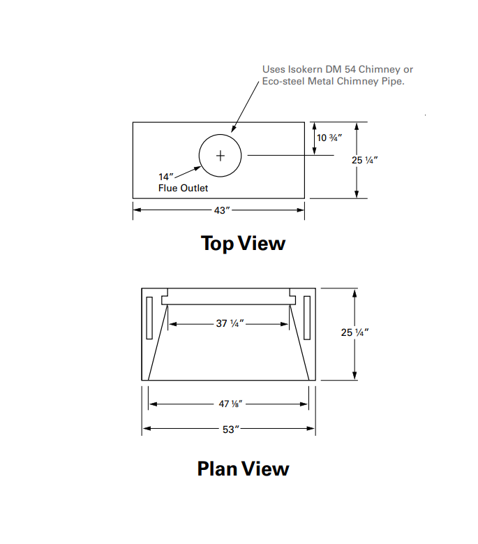 Isokern Standard 46" Wood Burning Fireplace - 80S46