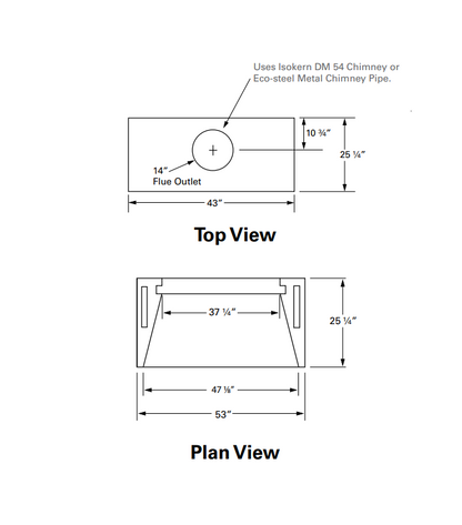 Isokern Standard 46" Wood Burning Fireplace - 80S46