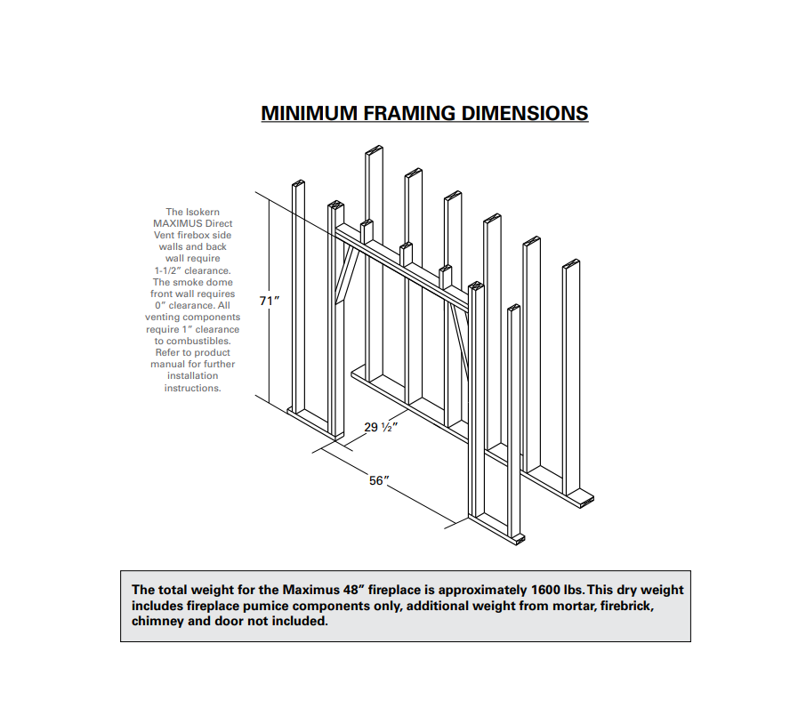 Isokern Maximus Traditional 48" Gas Burning Fireplace - 82D48