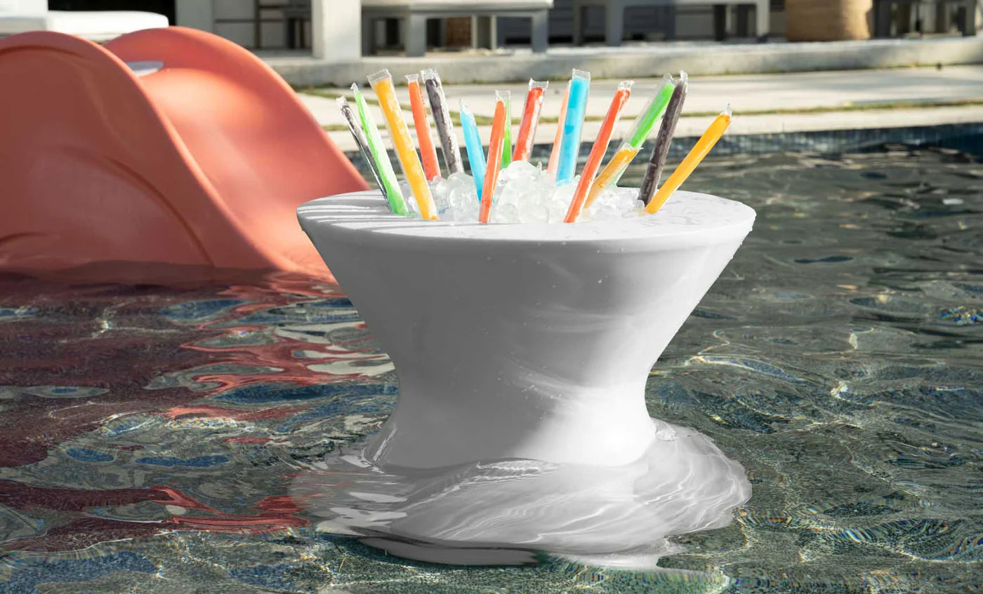 Ledge Lounger Signature Tall Ice Bin Side Table (Available in 8 Resin Colors / Lid Sold Separately) - LL-SG-ST-22NL-WH