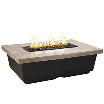 American Fyre Designs French Barrel Oak Contempo Rectangle Firetable, Natural Gas - 783-BA-FO-M4NC