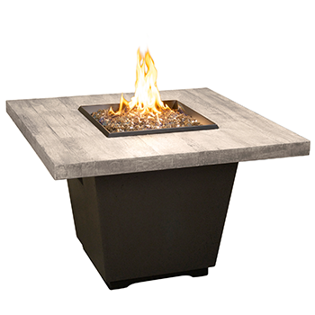American Fyre Designs Silver Pine Propane-Fueled Cosmo Square Firetable w/ Manual Flame Sensing Control - 640-BA-SP-M2PC