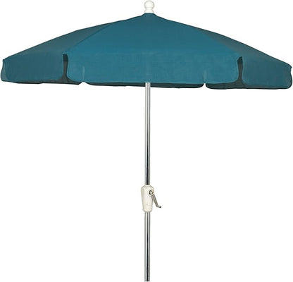 FiberBuilt Garden Umbrella with Crank Lift, 7.5 Foot Beige Canopy and Bright Aluminum Pole - 7GCRA-Beige