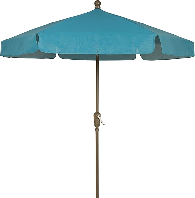 FiberBuilt Garden Umbrella with Crank Lift, 7.5 Foot Teal Canopy and Champagne Bronze Pole - 7GCRCB-Teal