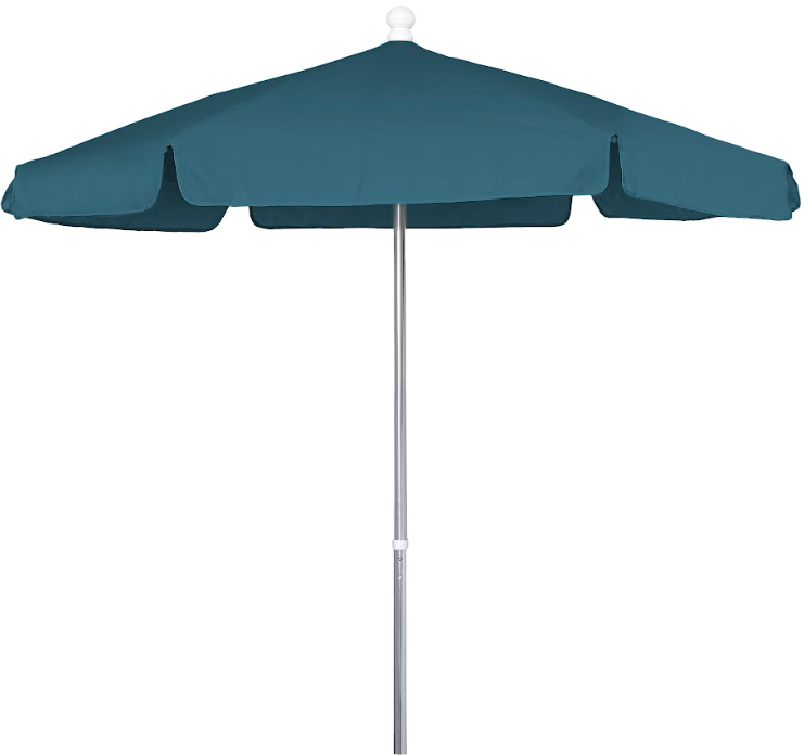FiberBuilt Garden Umbrella with Push Up & Pin Lift, 7.5 Foot Forest Green Canopy and Bright Aluminum Pole - 7GPUA-Forest Green