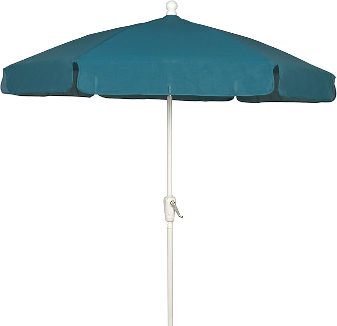 FiberBuilt Garden Umbrella with Crank Lift, 7.5 Foot Navy Blue Canopy and White Pole - 7GCRW-Navy Blue