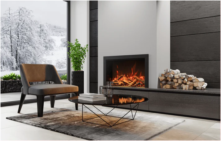 Amantii Traditional Bespoke - 33" Indoor / Outdoor Electric Insert featuring Thermostatic Remote, WiFi capable and a Selection of Media Options -TRD-33-BESPOKE