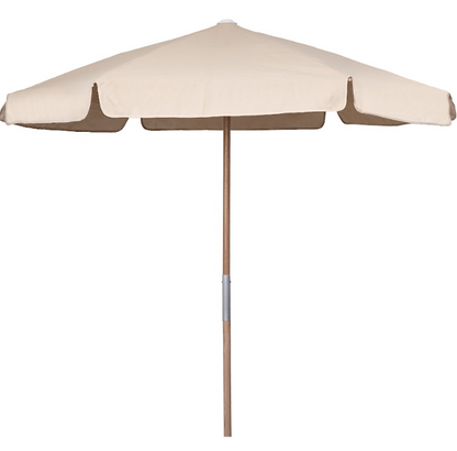 FiberBuilt 7.5 Foot Push Up Beach Umbrella with Teal Valance Style Canopy and Natural Oak Pole - 7BPU-6R-WDA-TX-Teal