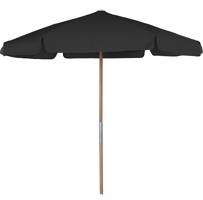 FiberBuilt 7.5 Foot Push Up Beach Umbrella with Teal Valance Style Canopy and Natural Oak Pole - 7BPU-6R-WDA-TX-Teal