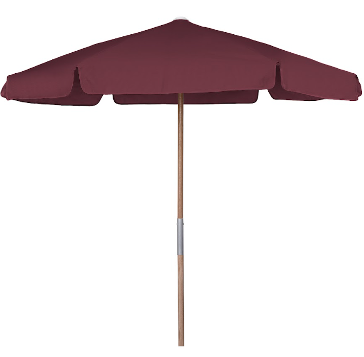 FiberBuilt 7.5 Foot Push Up Beach Umbrella with Teal Valance Style Canopy and Natural Oak Pole - 7BPU-6R-WDA-TX-Teal