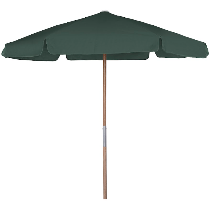FiberBuilt 7.5 Foot Push Up Beach Umbrella with Teal Valance Style Canopy and Natural Oak Pole - 7BPU-6R-WDA-TX-Teal