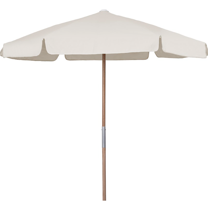 FiberBuilt 7.5 Foot Push Up Beach Umbrella with Teal Valance Style Canopy and Natural Oak Pole - 7BPU-6R-WDA-TX-Teal