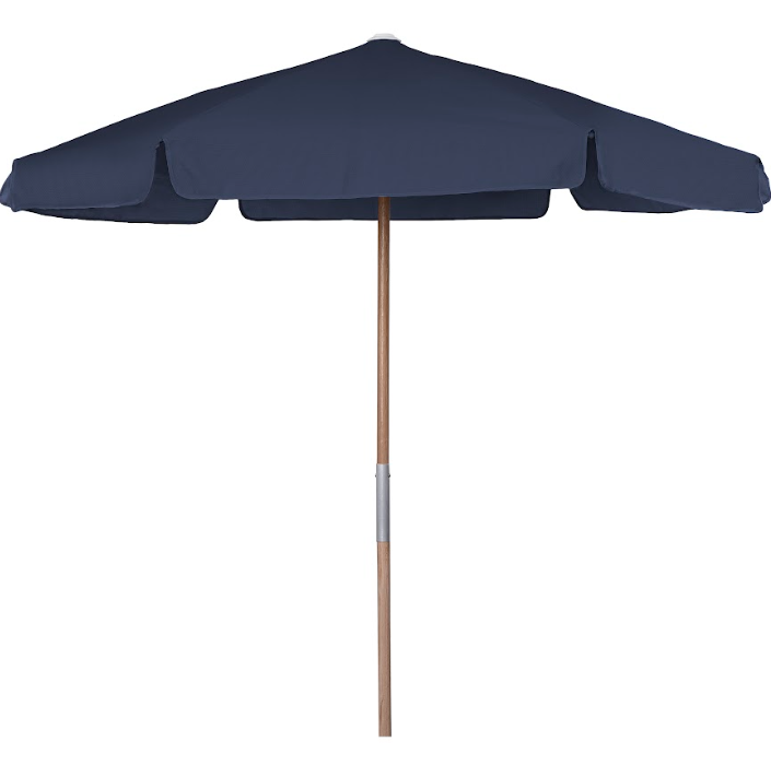 FiberBuilt 7.5 Foot Push Up Beach Umbrella with Teal Valance Style Canopy and Natural Oak Pole - 7BPU-6R-WDA-TX-Teal